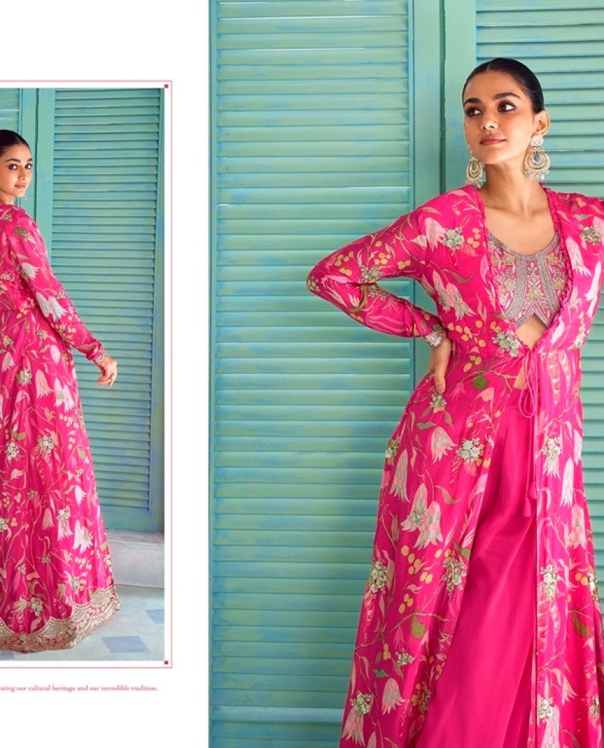 PINK - Pink Floral Print Jacket With Co-Ord Set